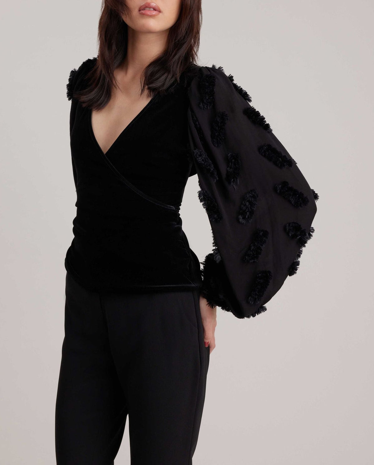 Blouse col v Carson - Black