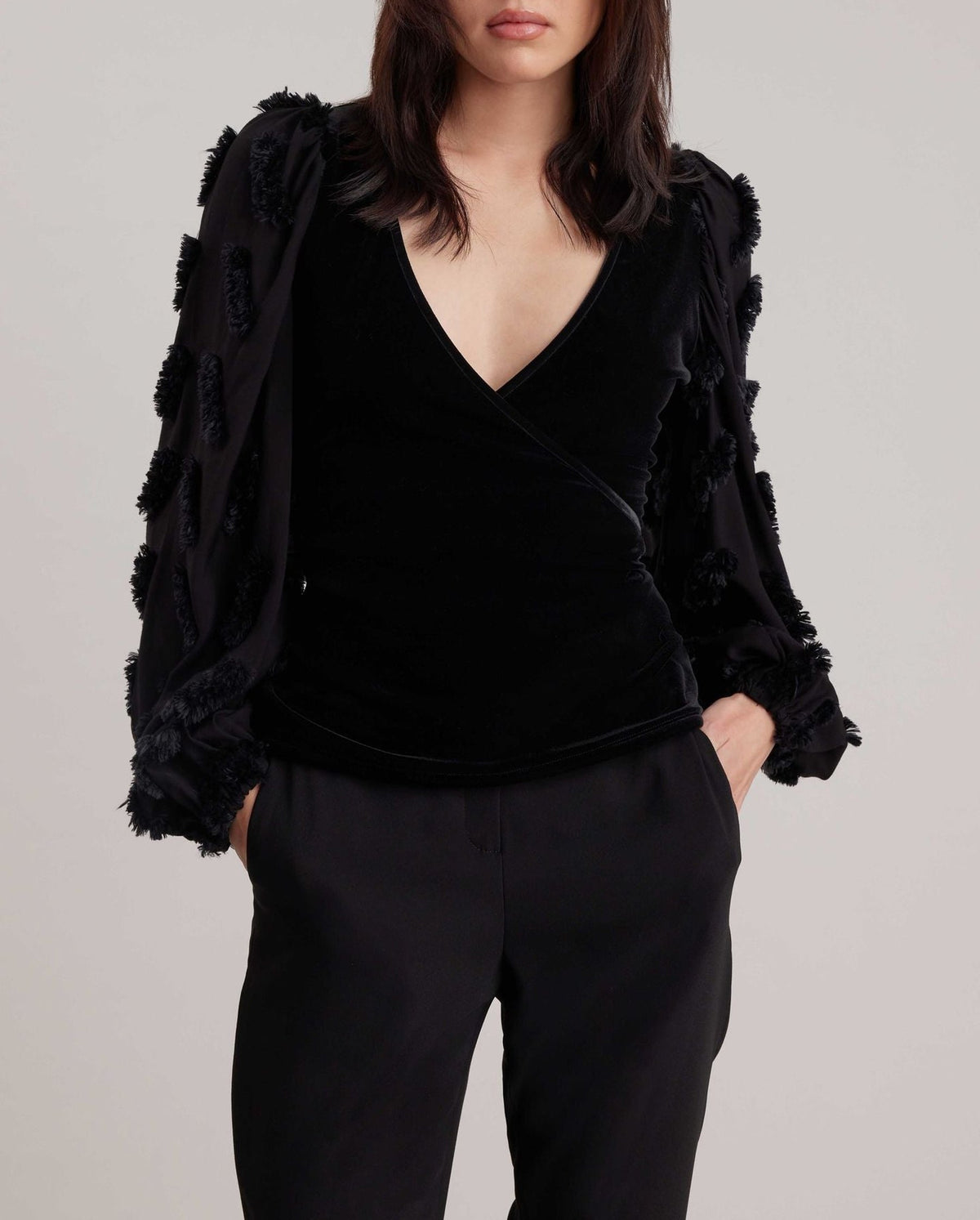 Blouse col v Carson - Black