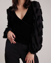 Blouse col v Carson - Black