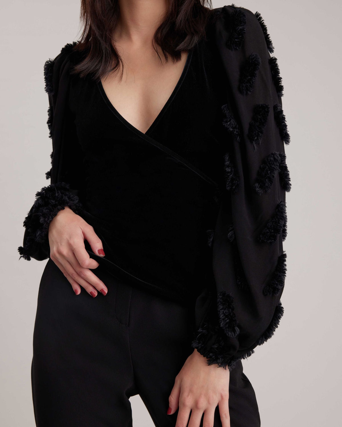 Blouse col v Carson - Black