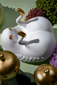 Haas Butts Up gold and porcelain box - White