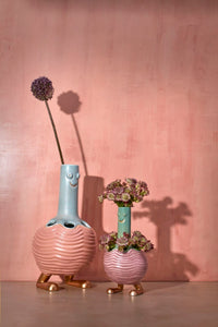 Petit vase Haas Simon en faïence et laiton - Pink & Green