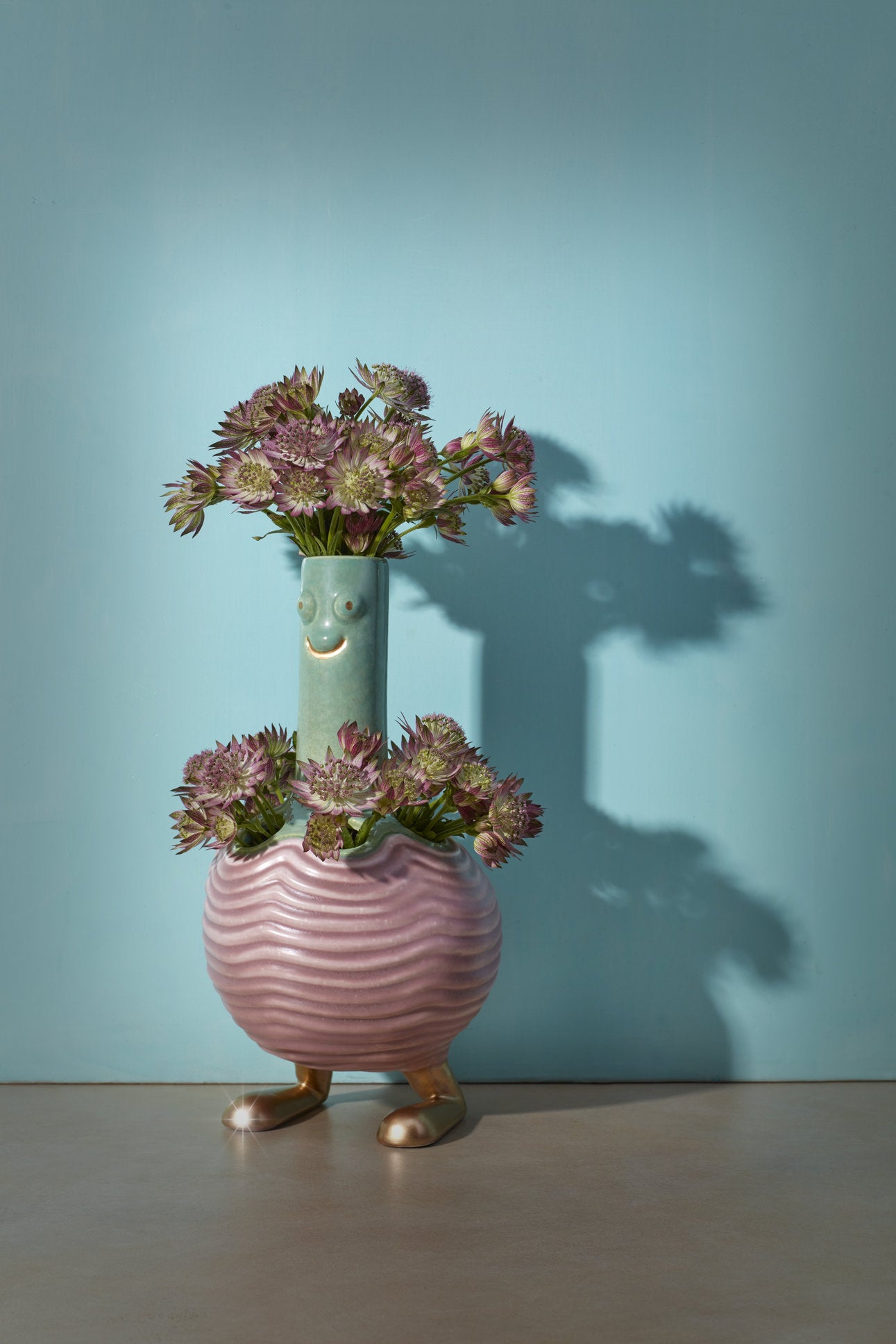 Petit vase Haas Brothers Monster en porcelaine - Rose & Vert