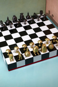 Jeu d'échecs Haas Jeux en laiton - Blanc, Noir, Rouge & Or