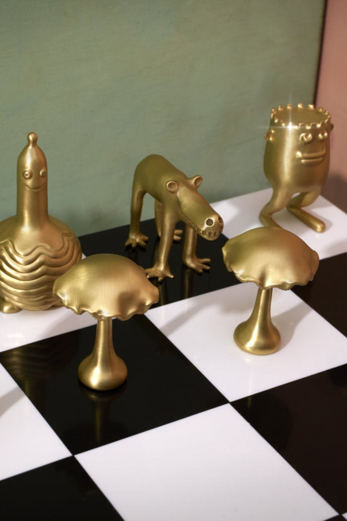 Jeu d'échecs Haas Jeux en laiton - Blanc, Noir, Rouge & Or
