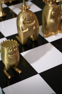 Jeu d'échecs Haas Jeux en laiton - Blanc, Noir, Rouge & Or