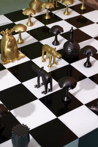 Jeu d'échecs Haas Jeux en laiton - Blanc, Noir, Rouge & Or