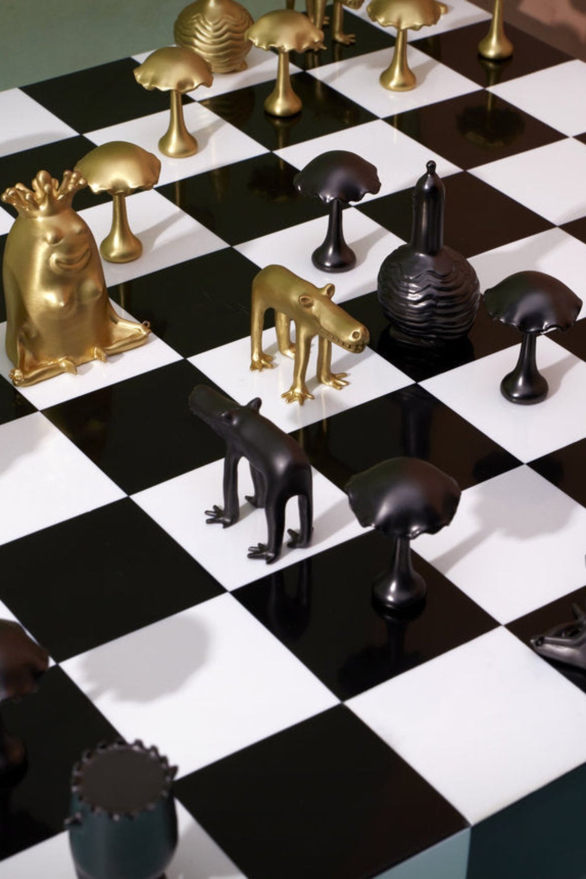 Jeu d'échecs Haas Jeux en laiton - Blanc, Noir, Rouge & Or