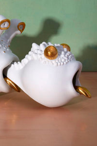 Petit cendrier Hashtray Haas Brothers en porcelaine & or 24K - Blanc & Or