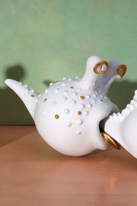 Grand cendrier Hashtray Haas Brothers en porcelaine & or 24K - Blanc & Or