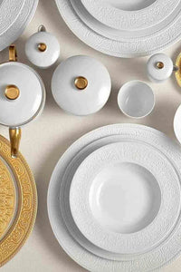 Bol à riz Han en porcelaine - Blanc & Argent