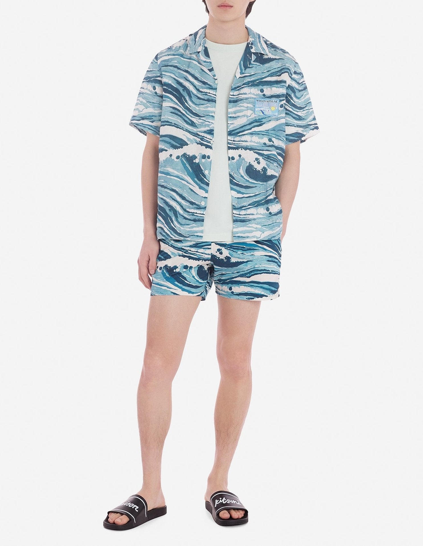 Short de bain Maison Kitsuné x Vilebrequin - Storm Blue Design