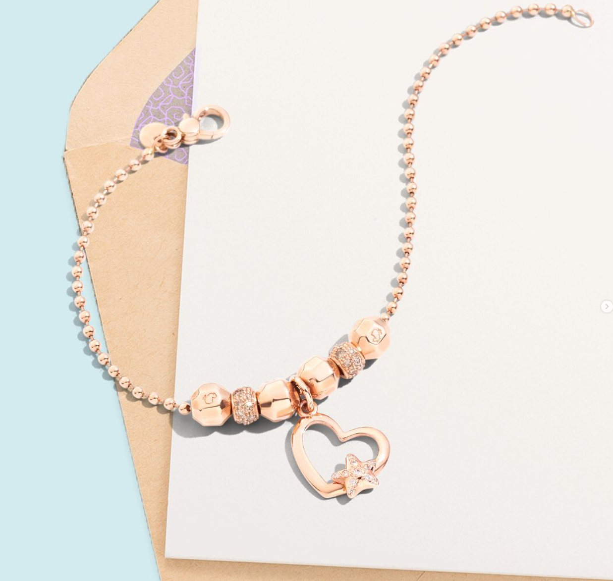 Charm Cuore en or rose 9K et argent - Or Rose & Argent