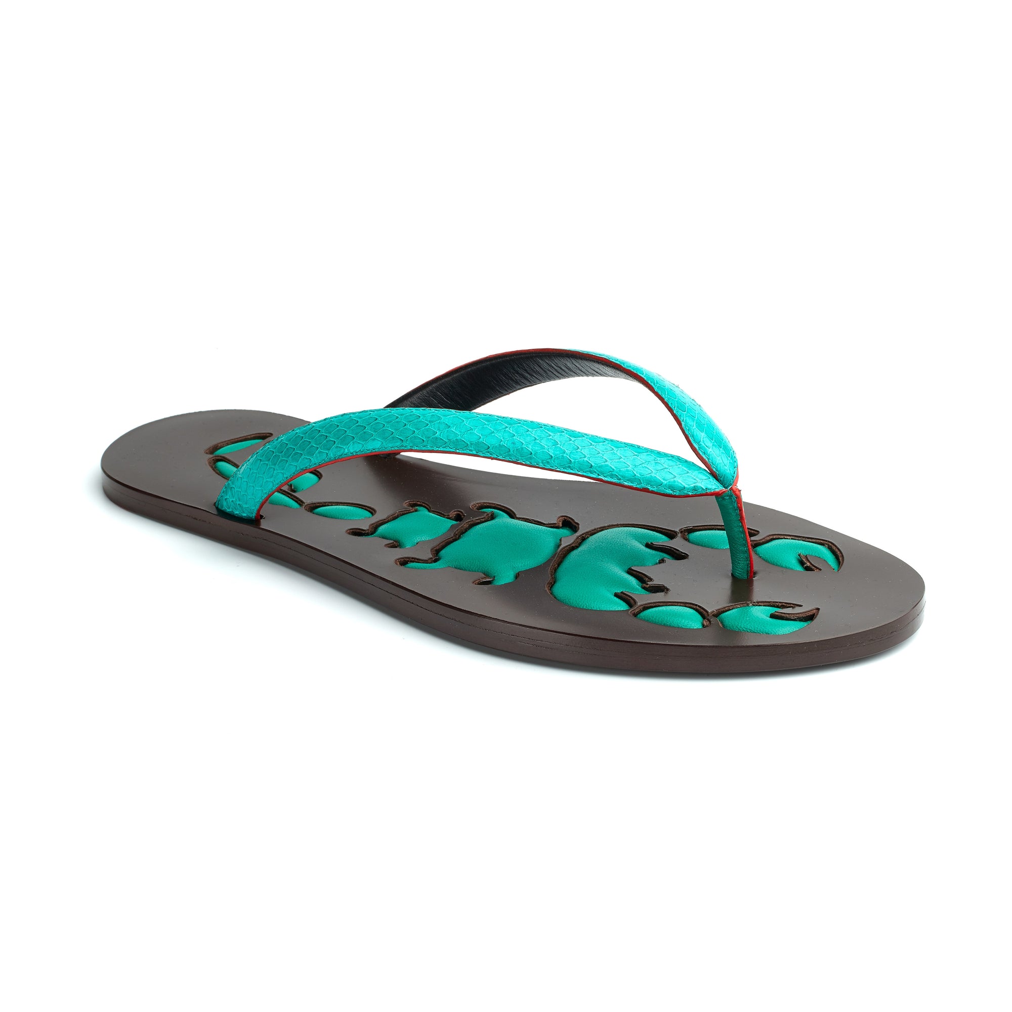 14qty NEW / Tongs Helga en cuir Ayers - Turquoise