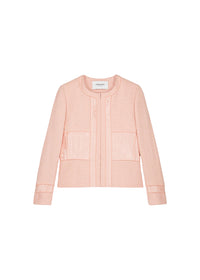 Textured cropped jacket - Apricot