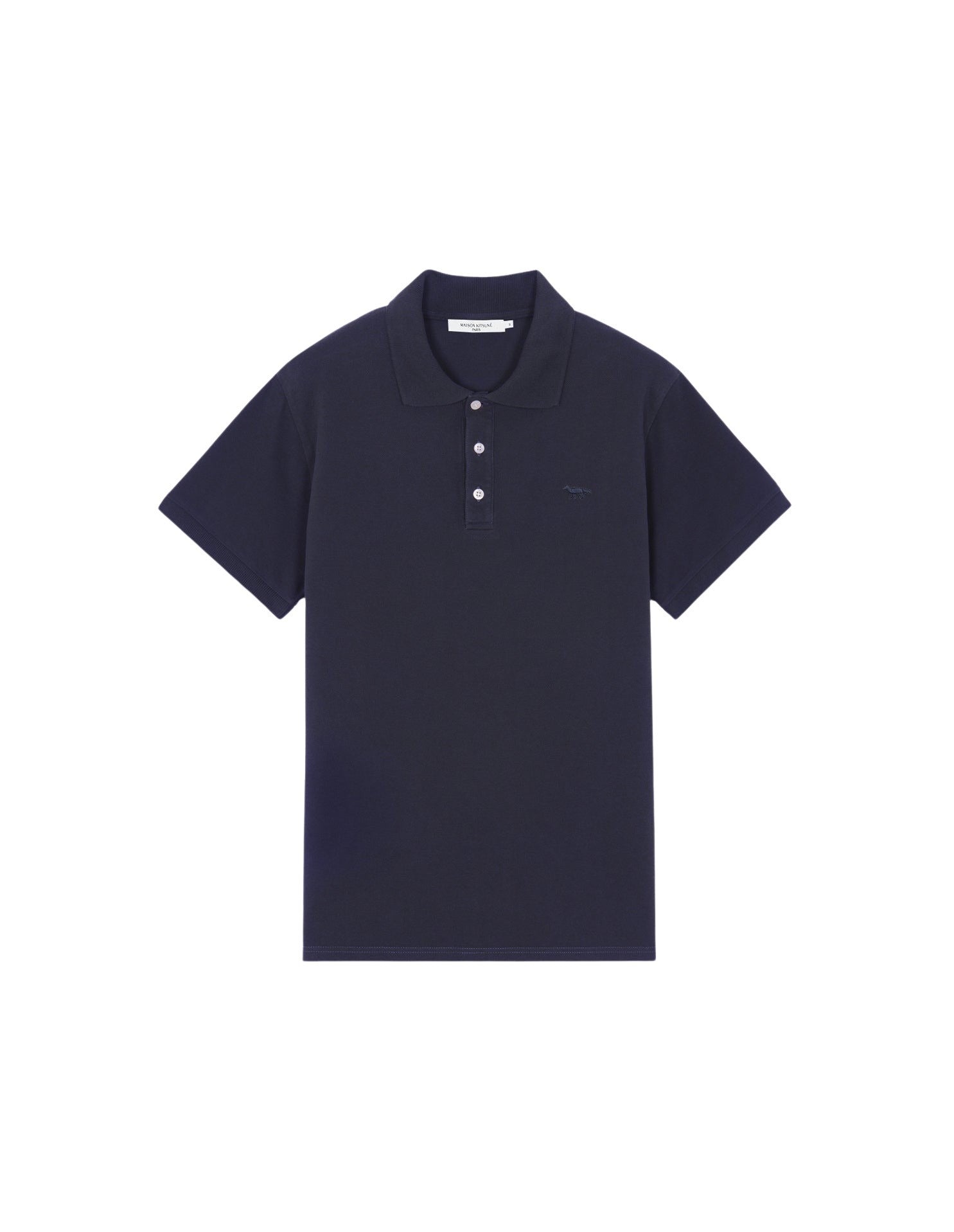 Polo à manches courtes cavec écusson ton sur ton - Navy