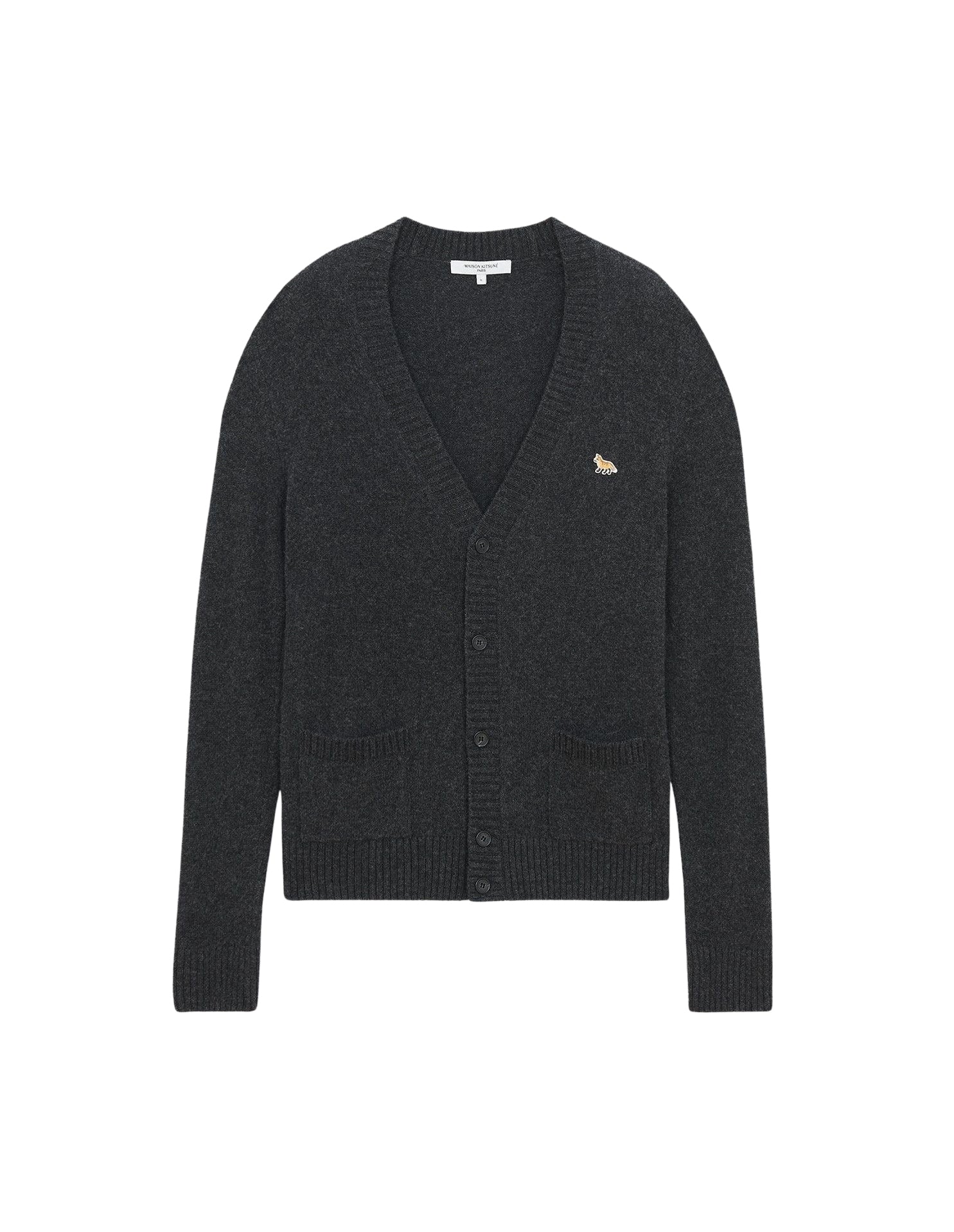 Baby Fox wool cardigan - Dark Grey Melange