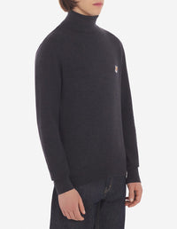 Pull à col roulé avec écusson en laine - Anthracite Melange