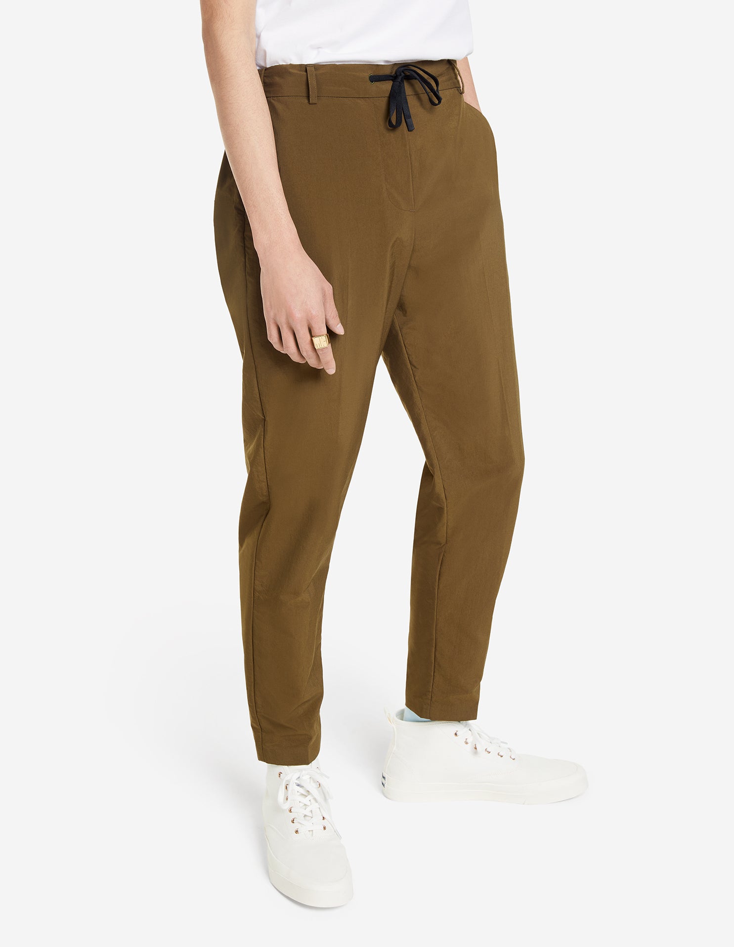 Pantalon droit avec broderie - Khaki