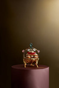 Présentoir à gâteau cloche Haas Monster en porcelaine - Or & Multicolore