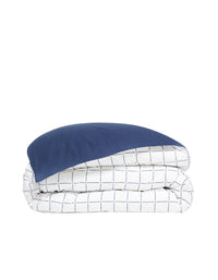 Housse de couette en percale de coton - Bleu & Blanc