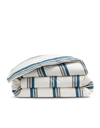 Housse de couette en satin de coton lavé - Bleu & Blanc