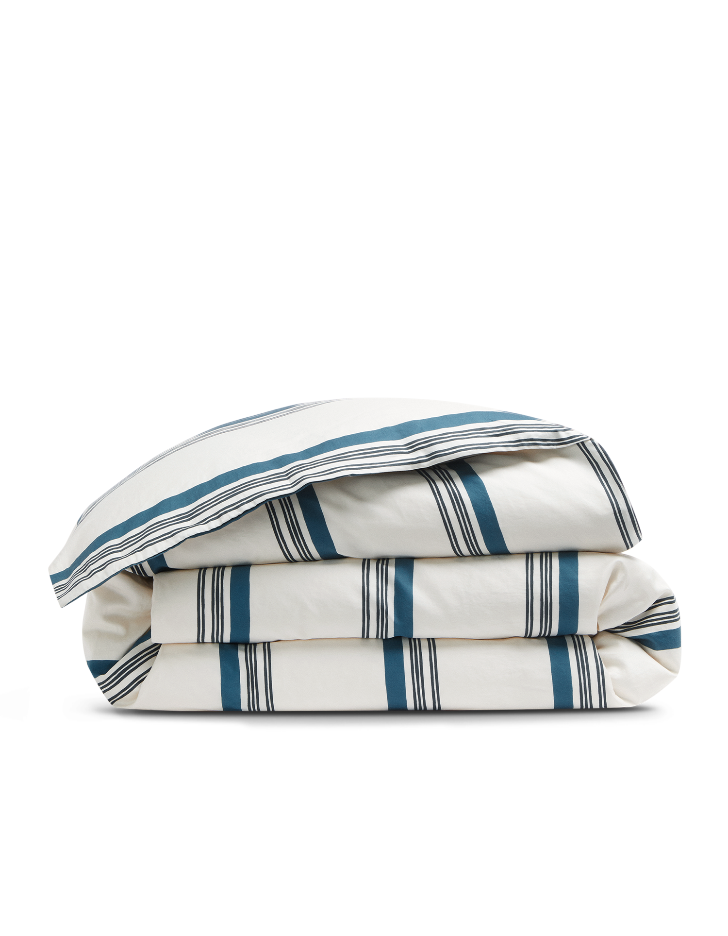 Housse de couette en satin de coton lavé - Bleu & Blanc
