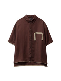 Chemise Cabri à manches 3/4 et gros-grain logo - Dark Brown