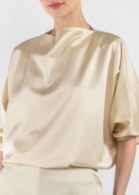 Draped satin blouse - Macadamia