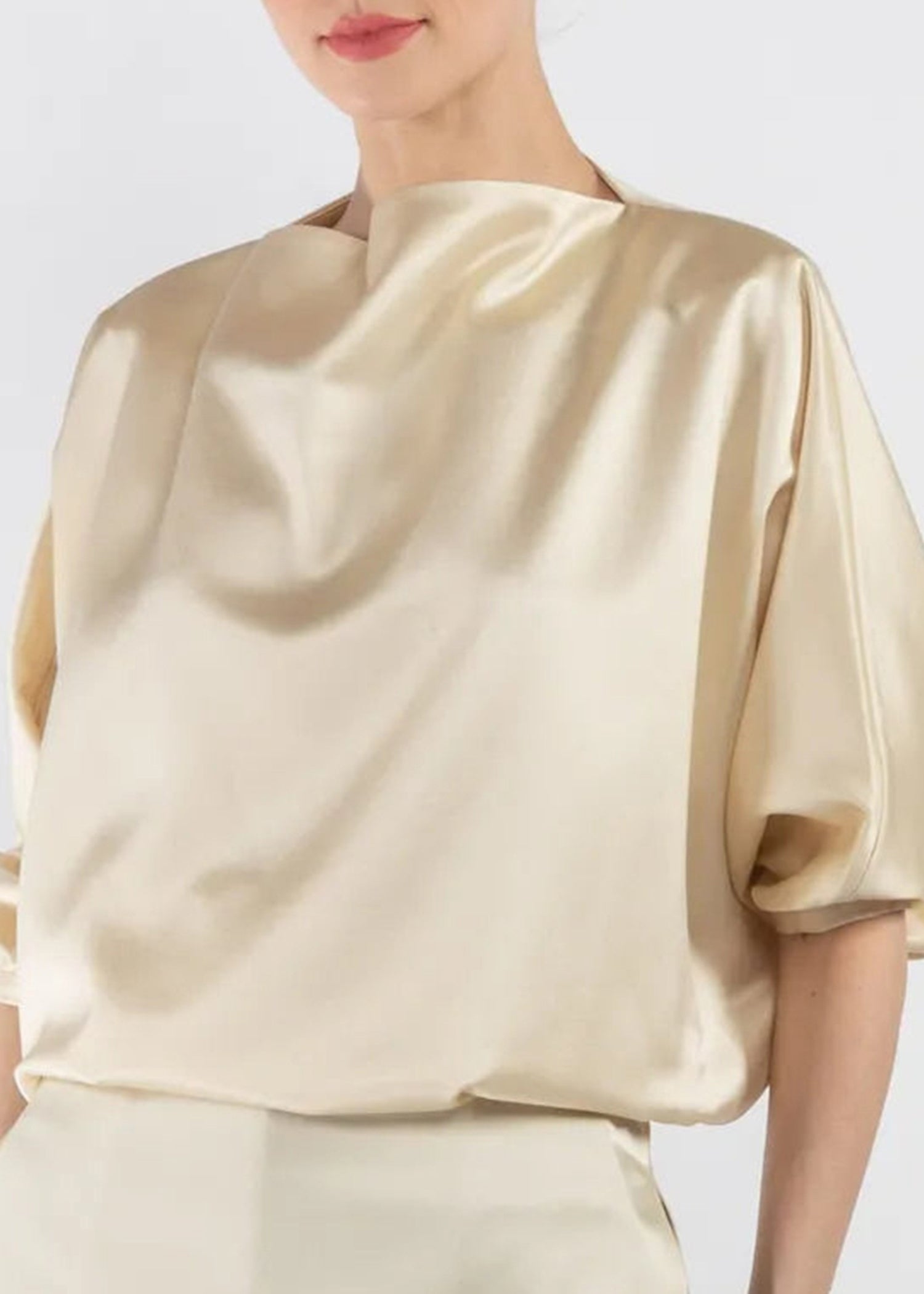 Draped satin blouse - Macadamia