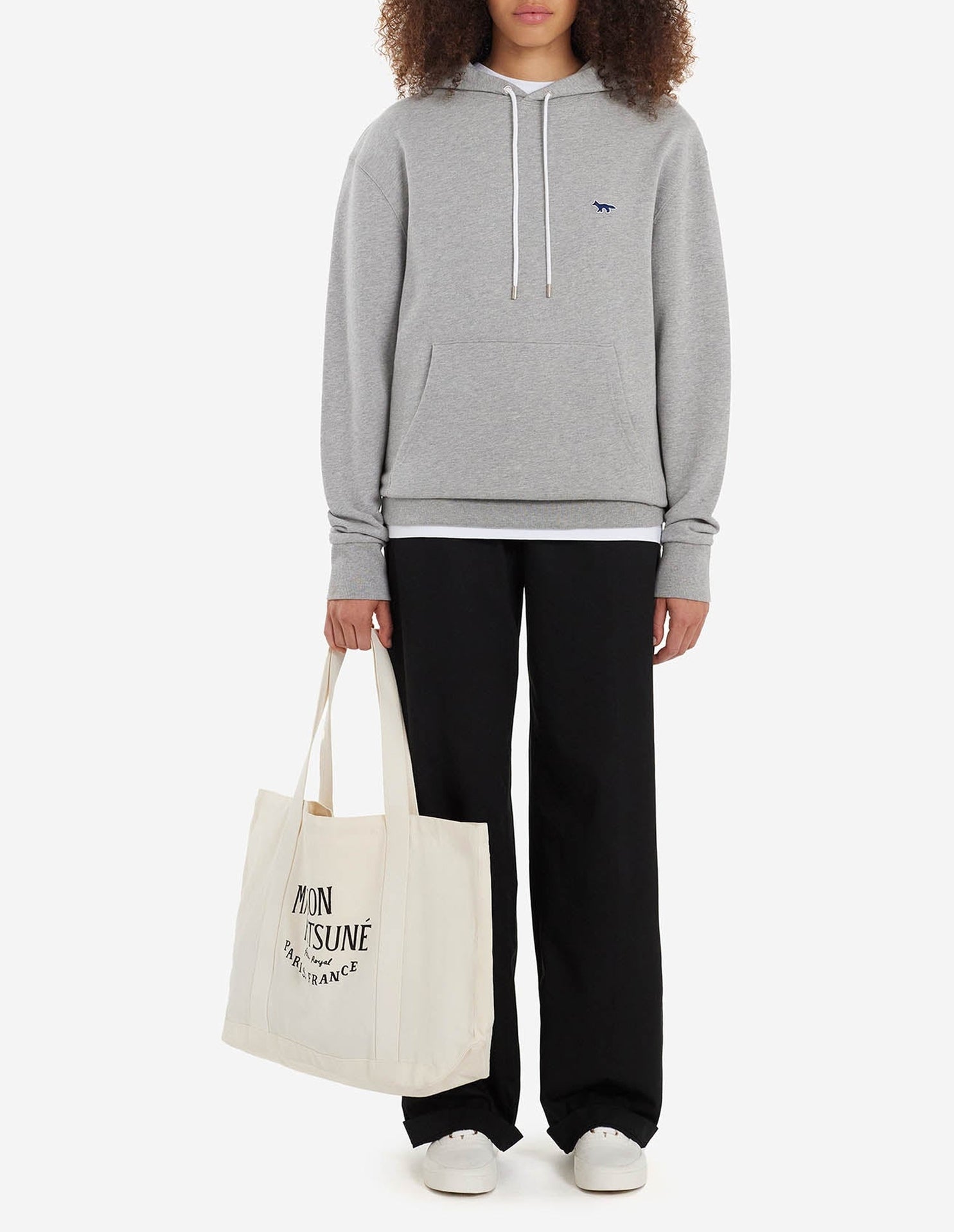 Sweat à capuche avec écusson - Grey Melange