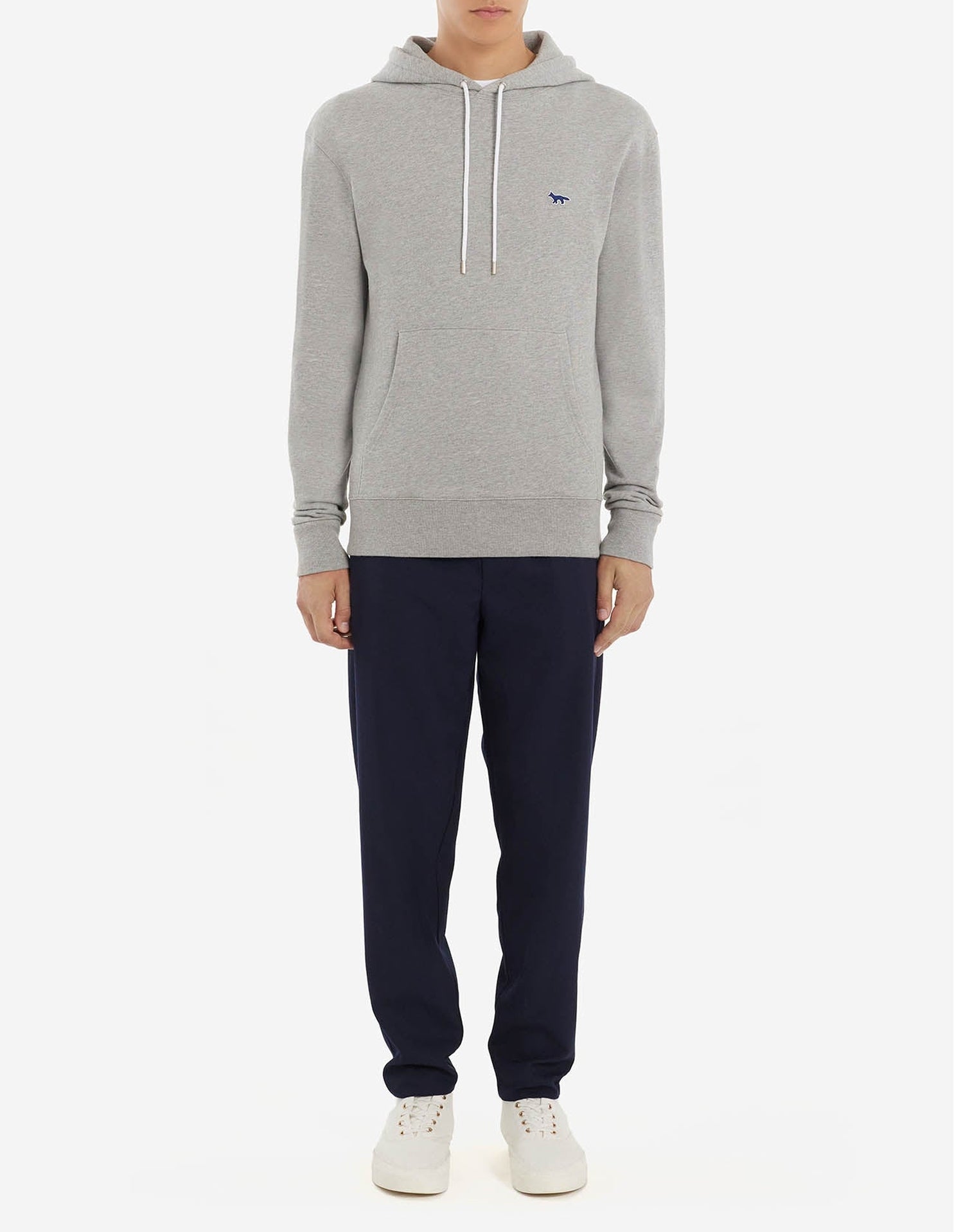 Sweat à capuche avec écusson - Grey Melange