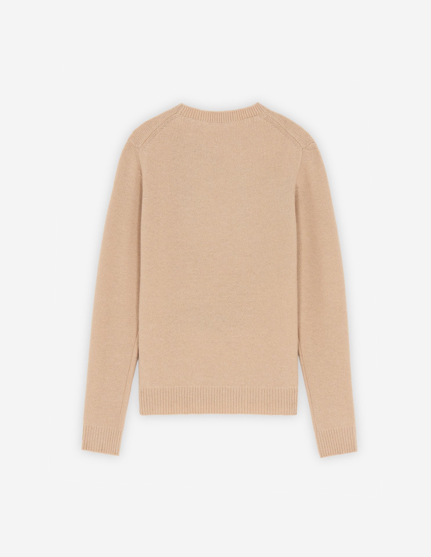 Pull jacquard à manches longues en laine - Beige