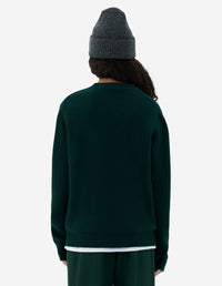 Pull jacquard à manches longues en laine - Dark Green