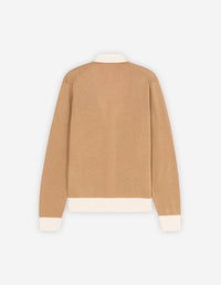 Cardigan Baby Fox à col V et liseré en laine - Beige