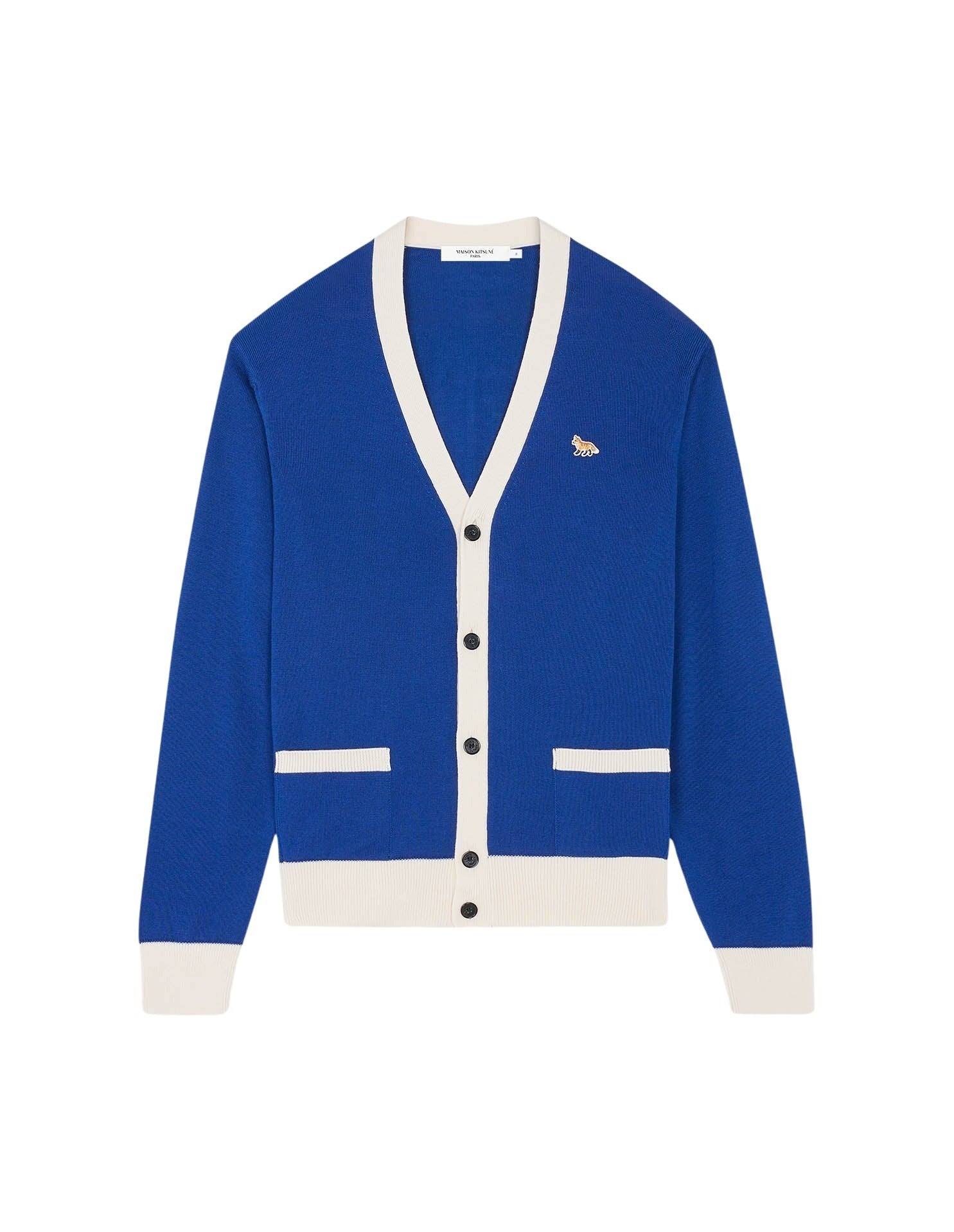 Cardigan Baby Fox à col V et liseré en laine - Deep Blue
