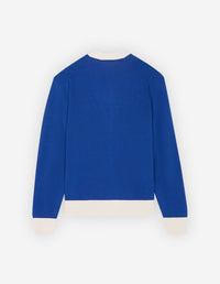 Cardigan Baby Fox à col V et liseré en laine - Deep Blue