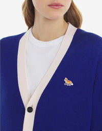 Cardigan Baby Fox à col V et liseré en laine - Deep Blue