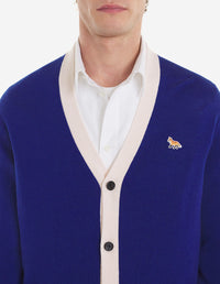 Cardigan Baby Fox à col V et liseré en laine - Deep Blue