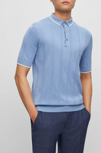 Polo Gilbert en soie - Open Blue