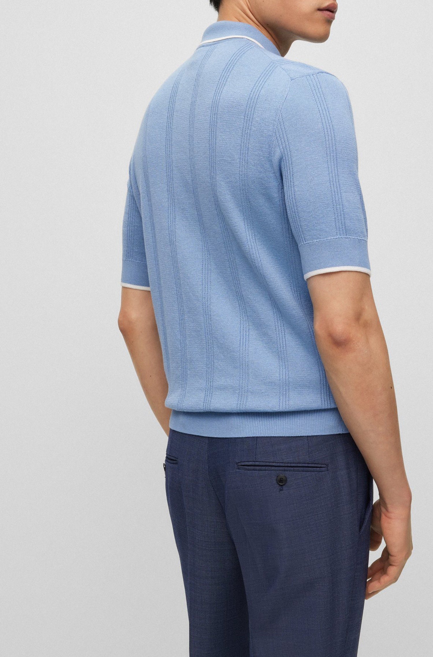 Polo Gilbert en soie - Open Blue