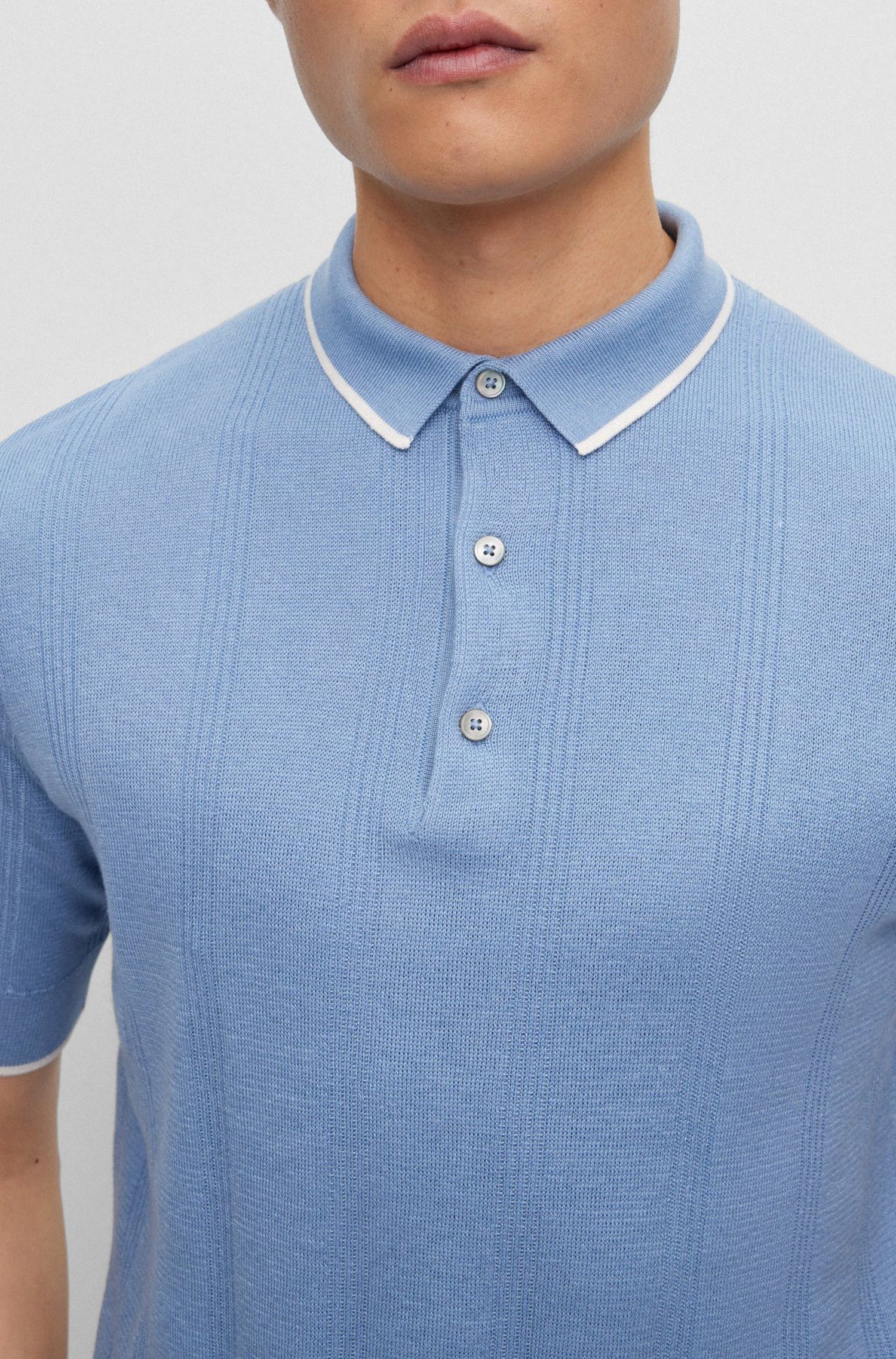 Polo Gilbert en soie - Open Blue