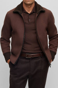 Veste Calim à col montant en laine mélangée - Dark Brown