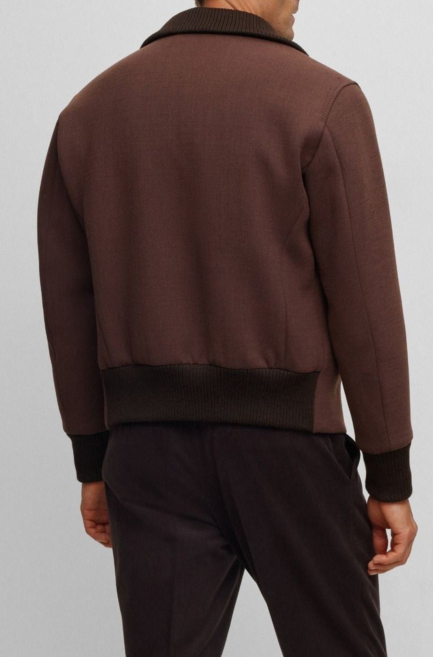 Veste Calim à col montant en laine mélangée - Dark Brown