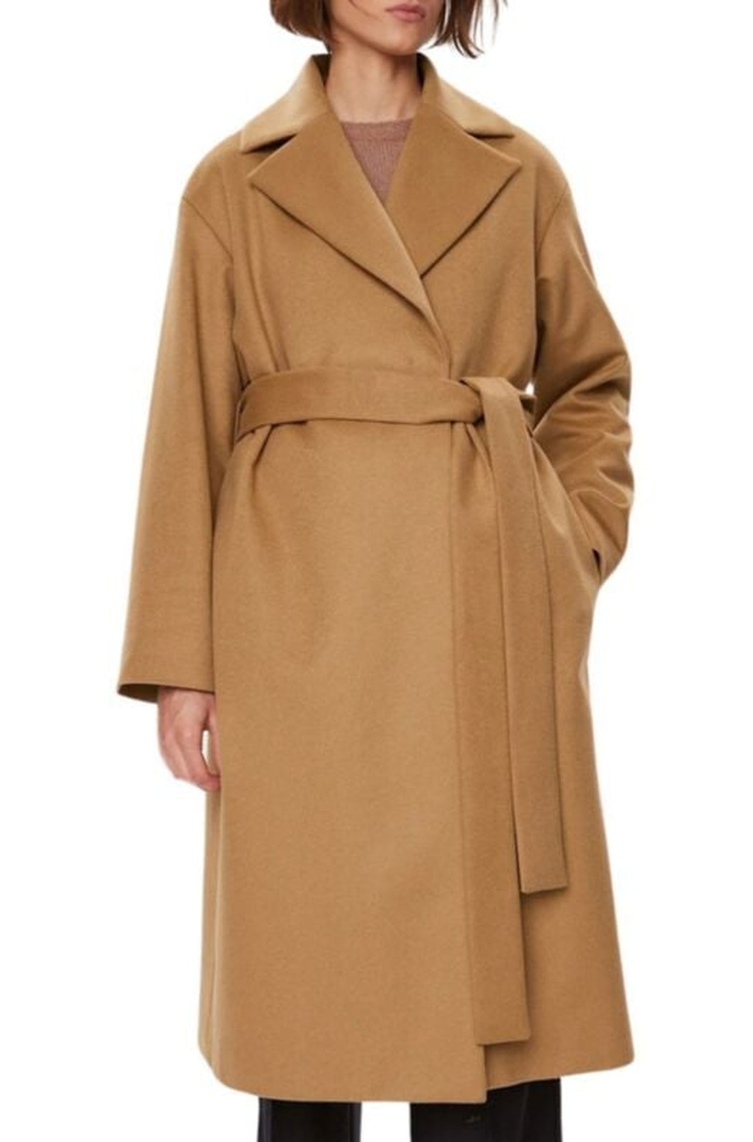 Manteau Mabellina oversize en laine - Open Brown