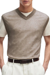 Lucid sleeveless V-neck wool jumper - Open Beige