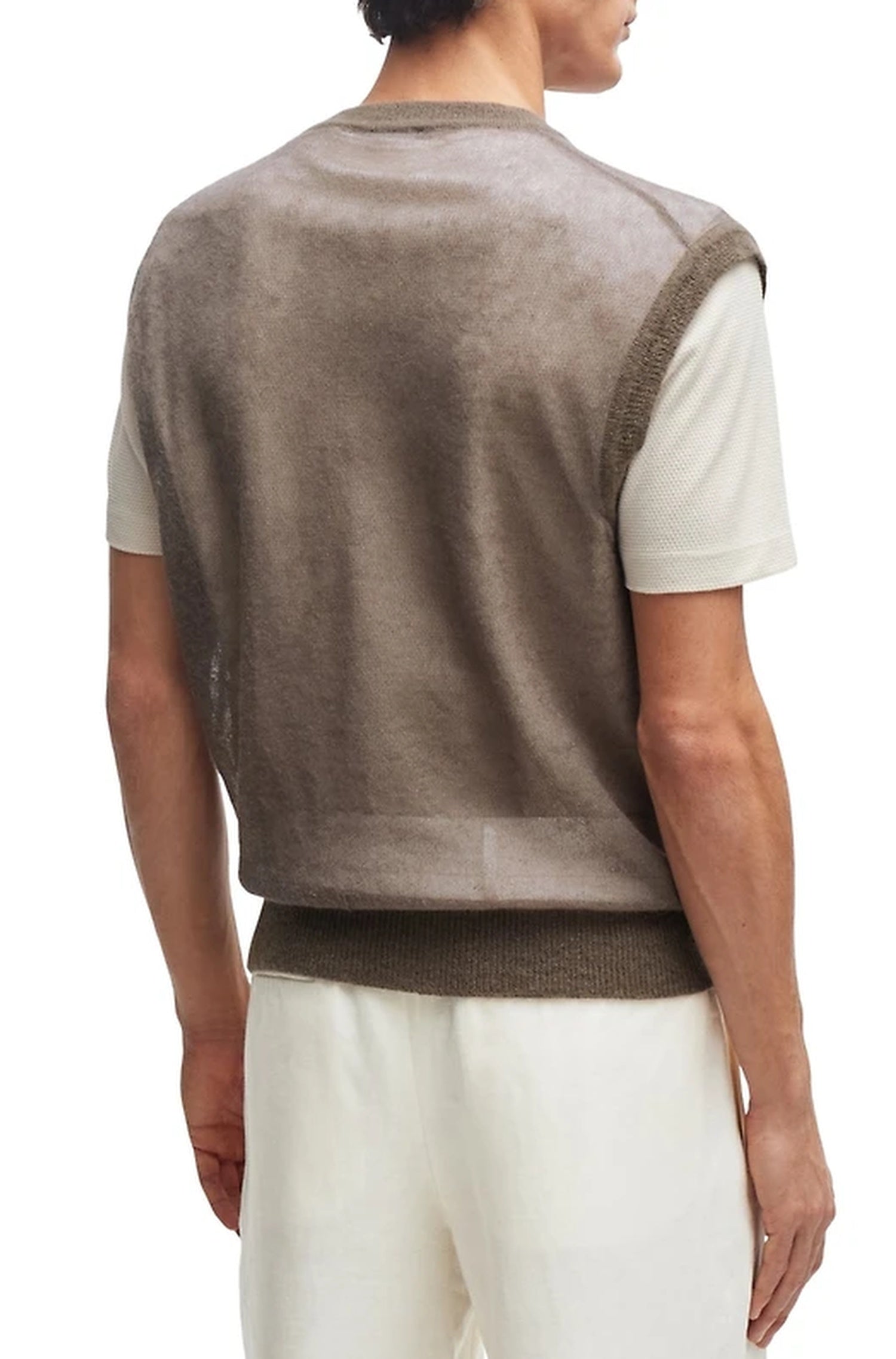 Lucid sleeveless V-neck wool jumper - Open Beige