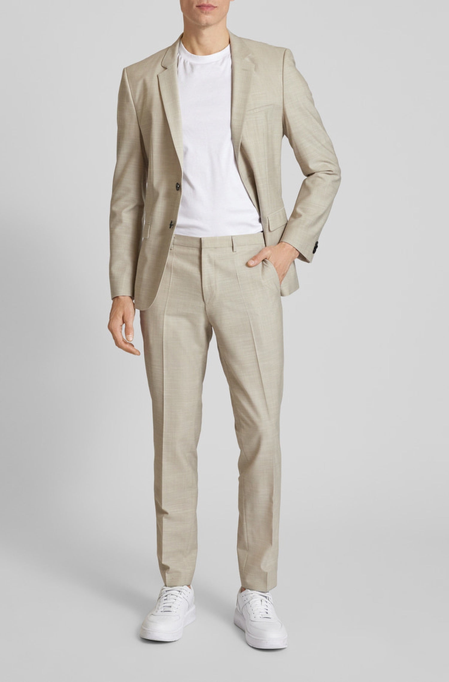 Veste de costume slim Arti en laine mélangée - Medium Beige
