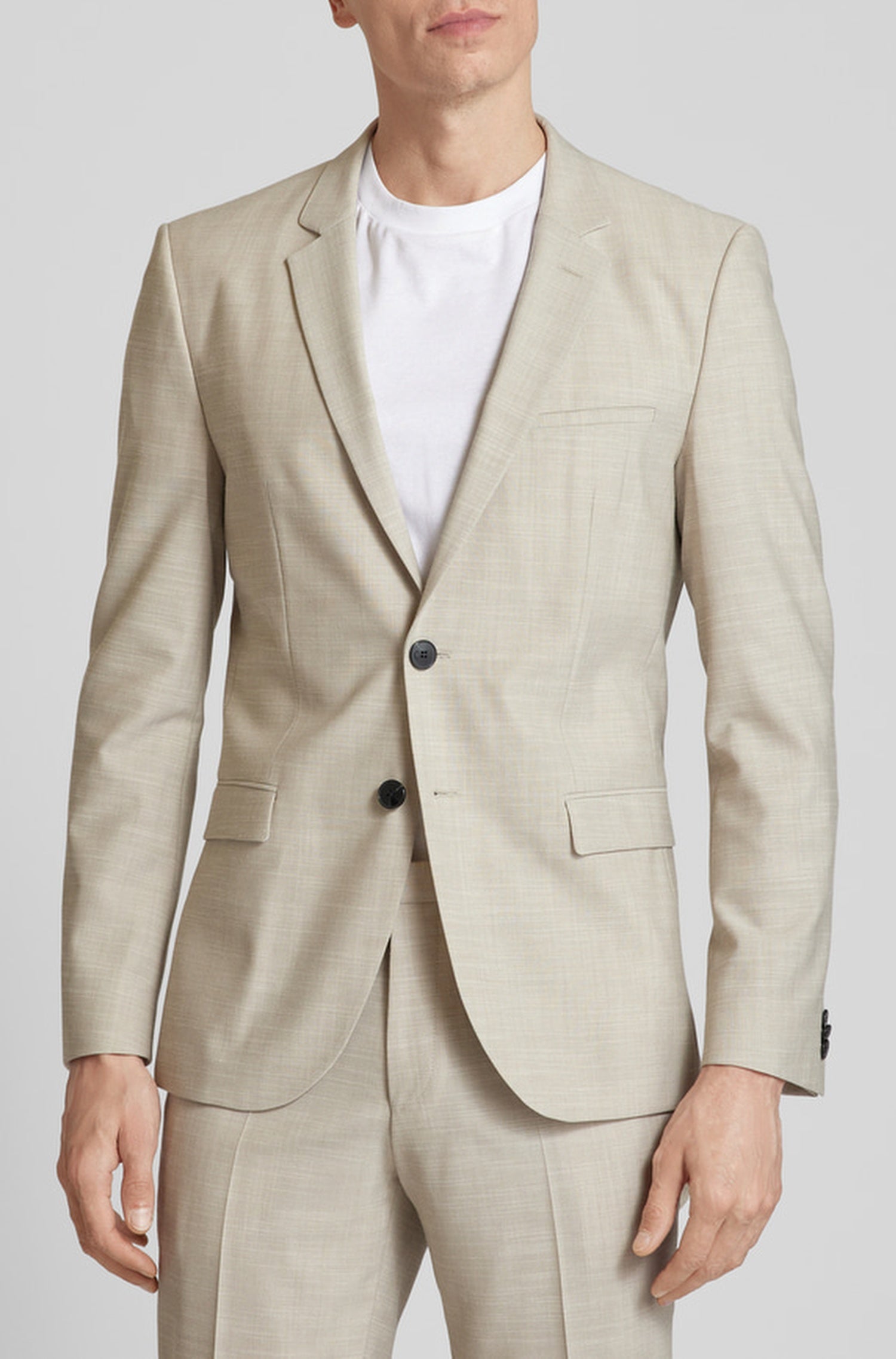 Veste de costume slim Arti en laine mélangée - Medium Beige