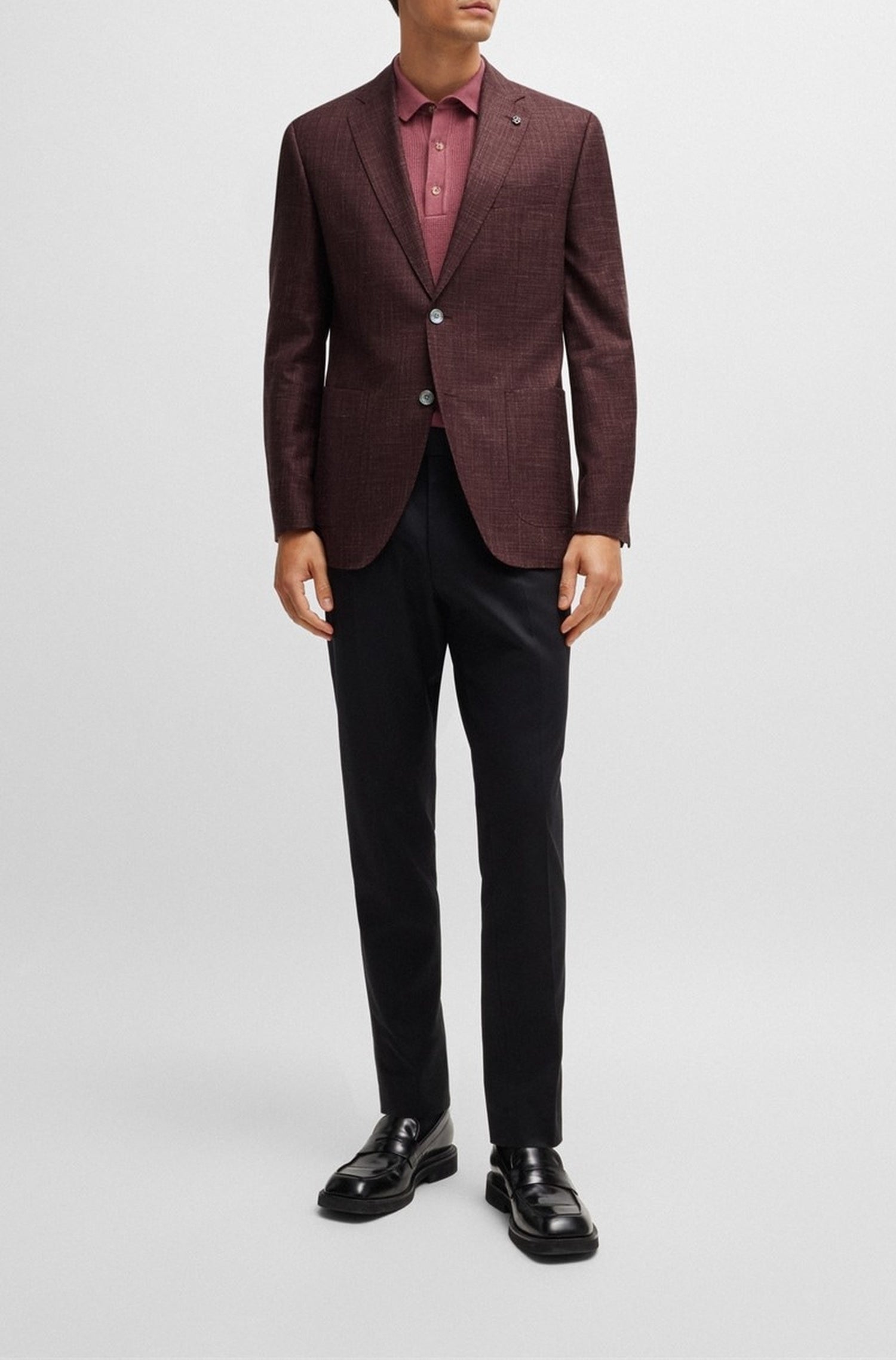 Veste de costume Janson en laine & soie - Open Red